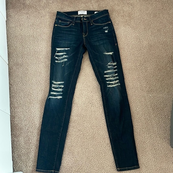 Frame Denim Le Skinny de Jeanne Jeans Dark Wash - Picture 1 of 3